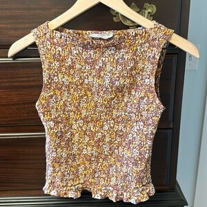 Everlane smocked floral tank XS